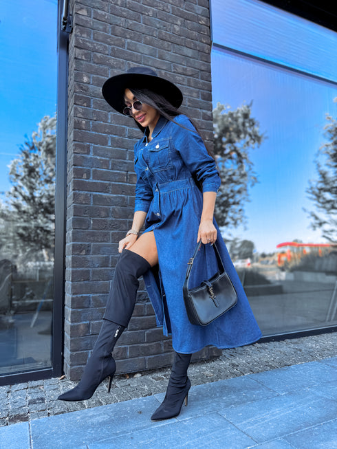 Džinsa kleita "Denim Idea" K3339 - TUMŠI ZILA